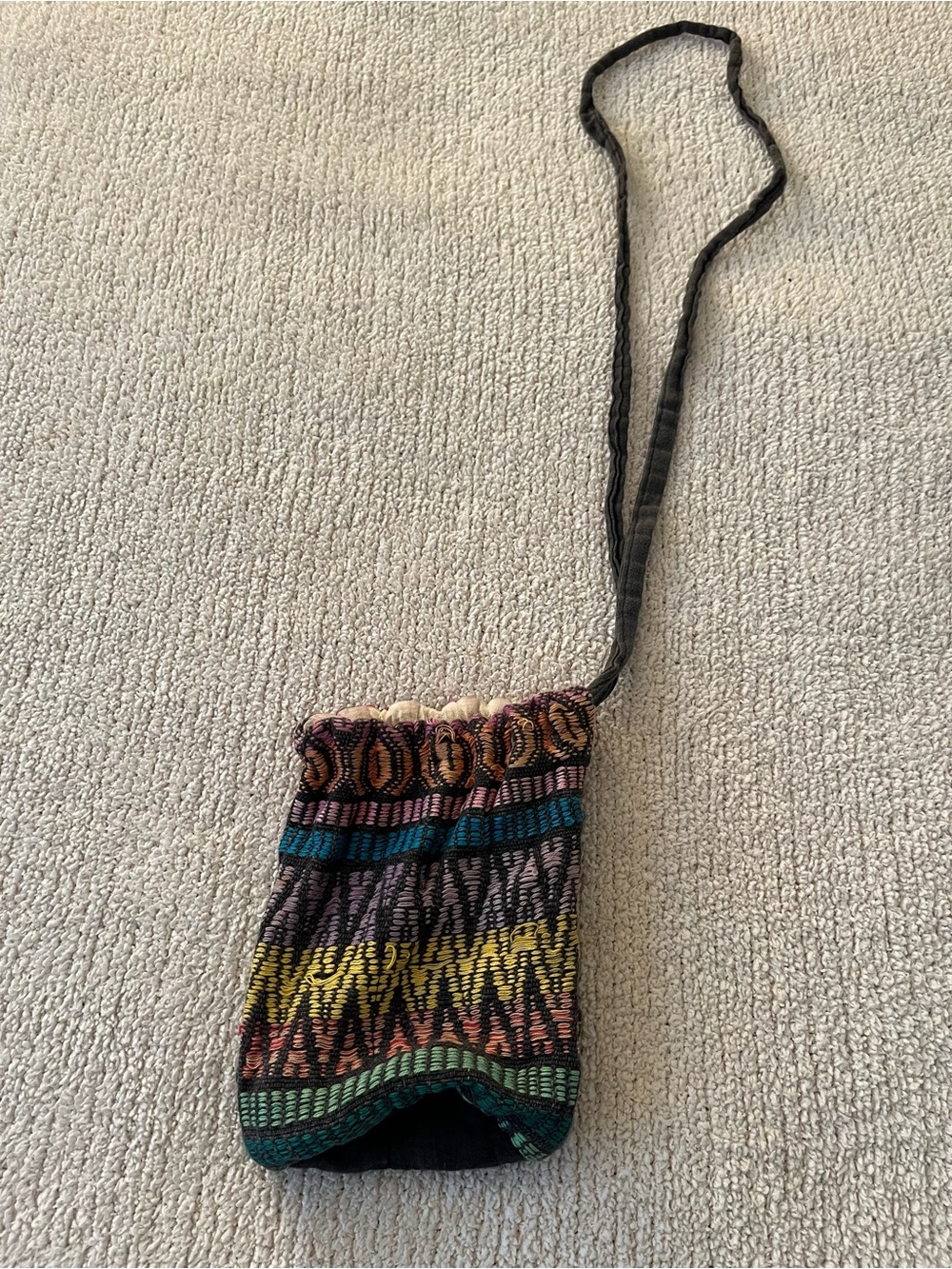 Boho Multicolor Drawstring Crossbody Draw String Bag - Picture 3 of 3
